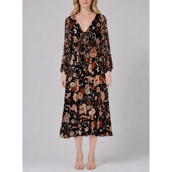 J.Crew Collection Dresses & Skirts - J.Crew Collection Tie-front Lurex Dress Womens XS Black Floral Metallic Sundress